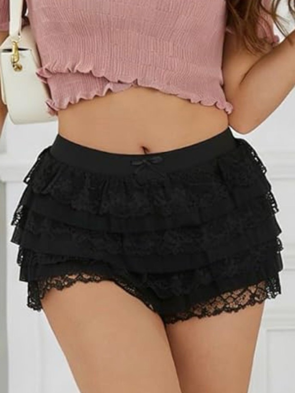 Y2K Layered Lace Ruffle Shorts